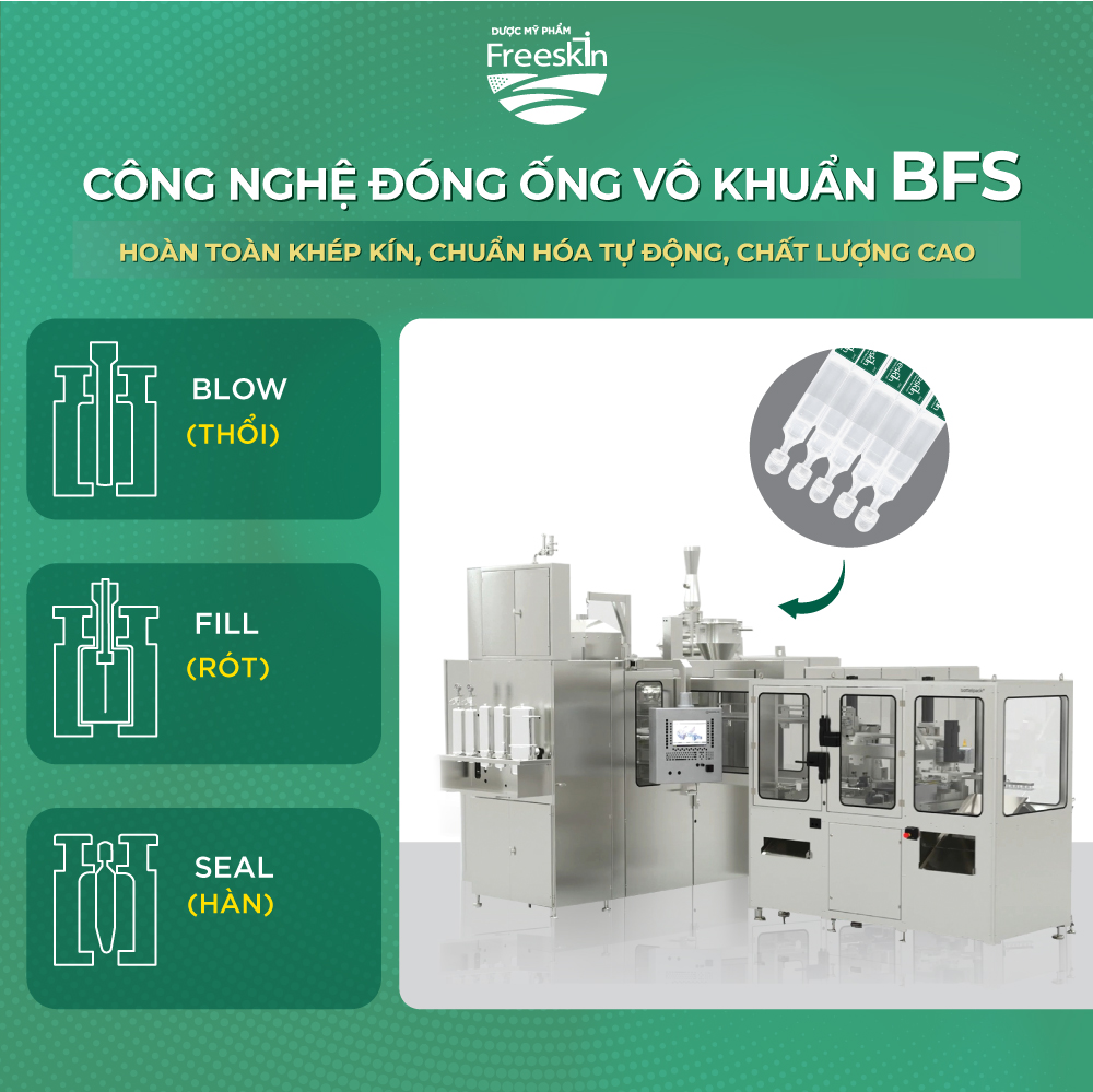 Công nghệ đóng ống vô khuẩn BFS - Serum chống lão hóa Freeskin chất lượng cao