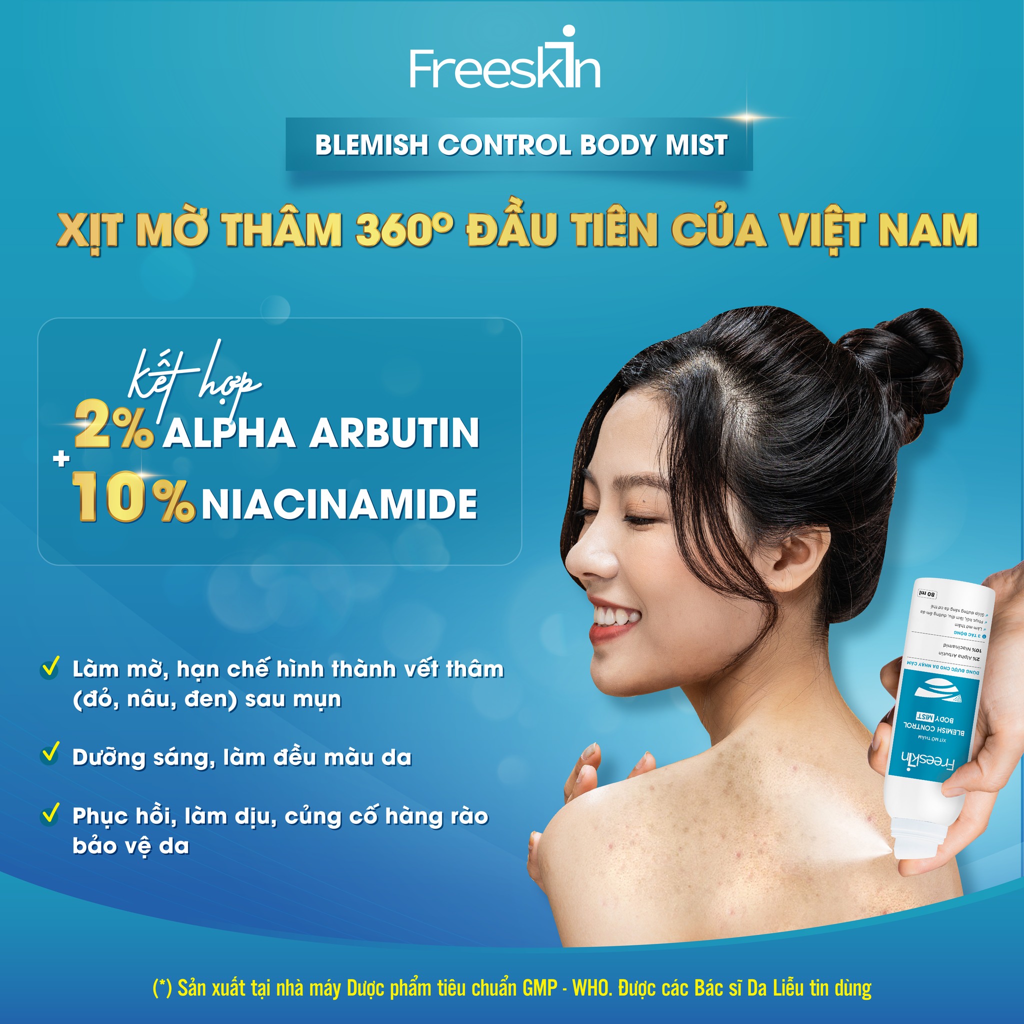 Xịt mờ thâm Freeskin - giải pháp an toàn, hiệu quả cho thâm mụn lưng