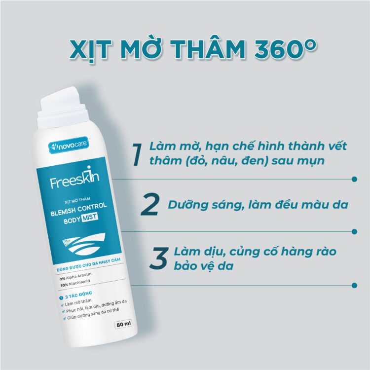 Tác động xịt mờ thâm Freeskin trên da