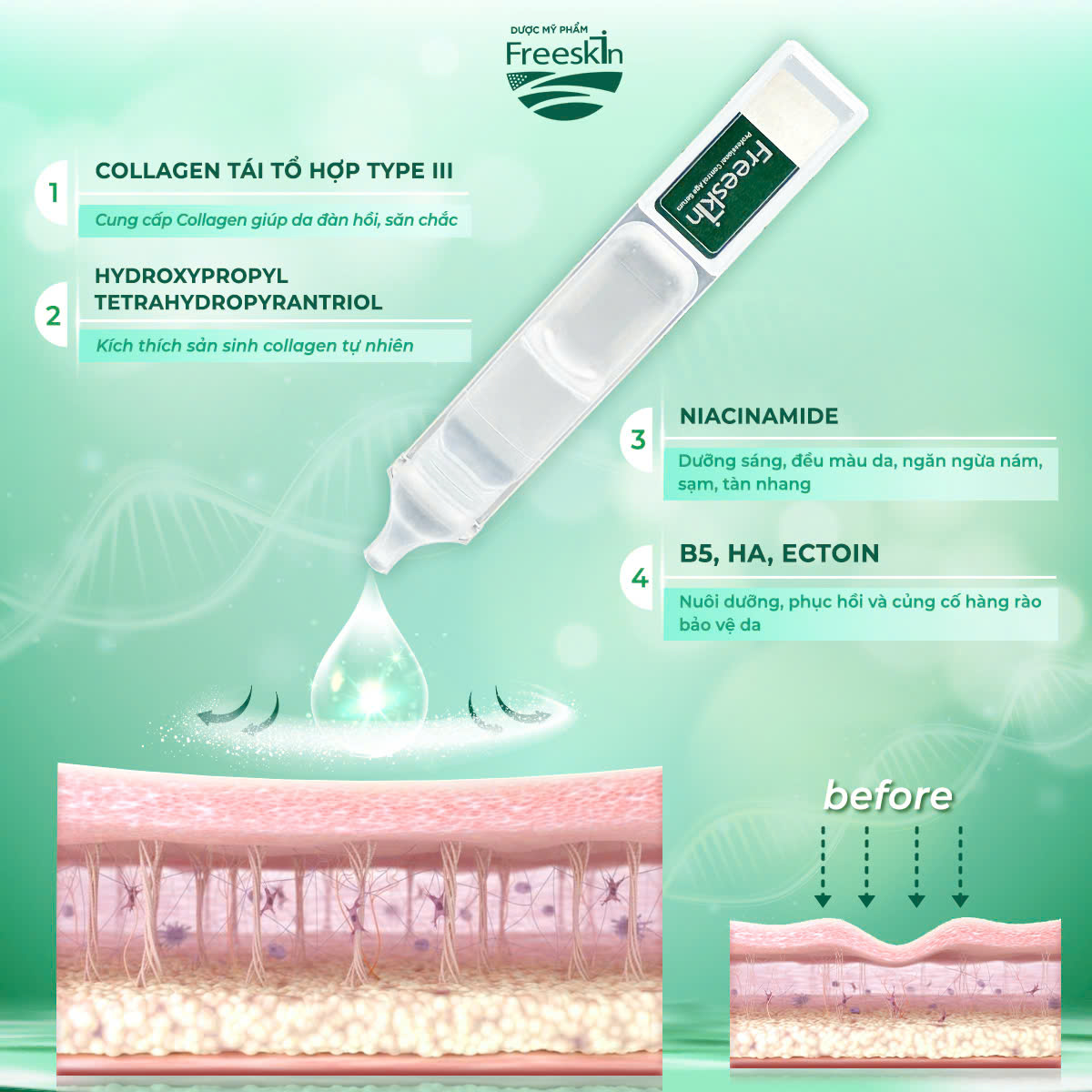 Serum Collagen Freeskin bổ sung dưỡng chất, dưỡng da  khỏe đẹp